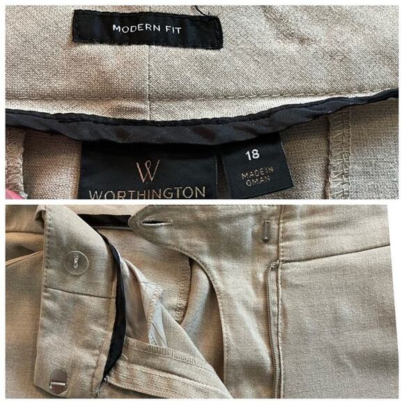Worthington Women’s 2 Pair Pants Modern Fit Mid Rise Olive Green Tan Size 18 - Picture 8 of 10